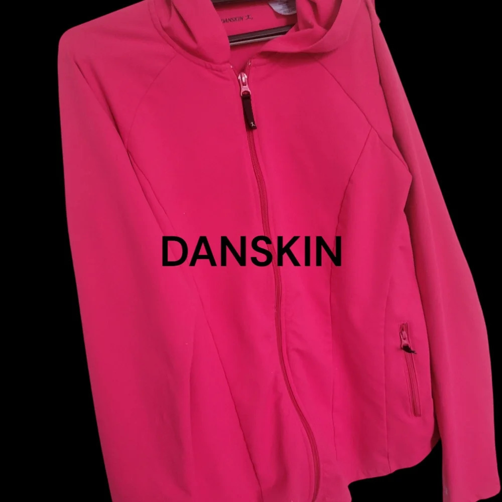Danskin Vibrant Pink Full Zip Jacket with Hood L
